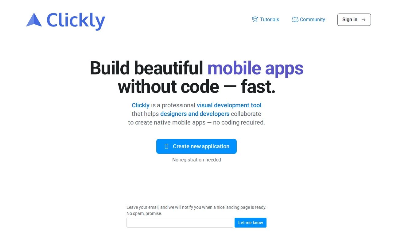 Clickly – tool for designers and engineers to build mobile apps