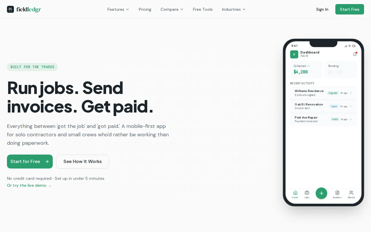 FieldLedgr – Free field service software for tradespeople