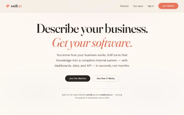 Snill – Describe your business, get a complete internal system