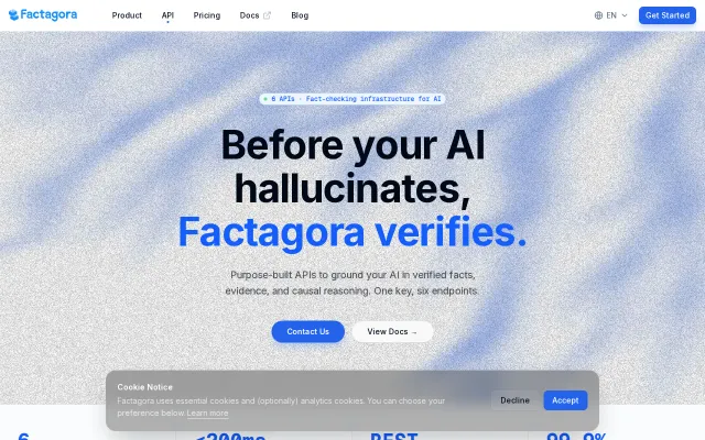 Factagora API – Before your AI hallucinates, Factagora verifies