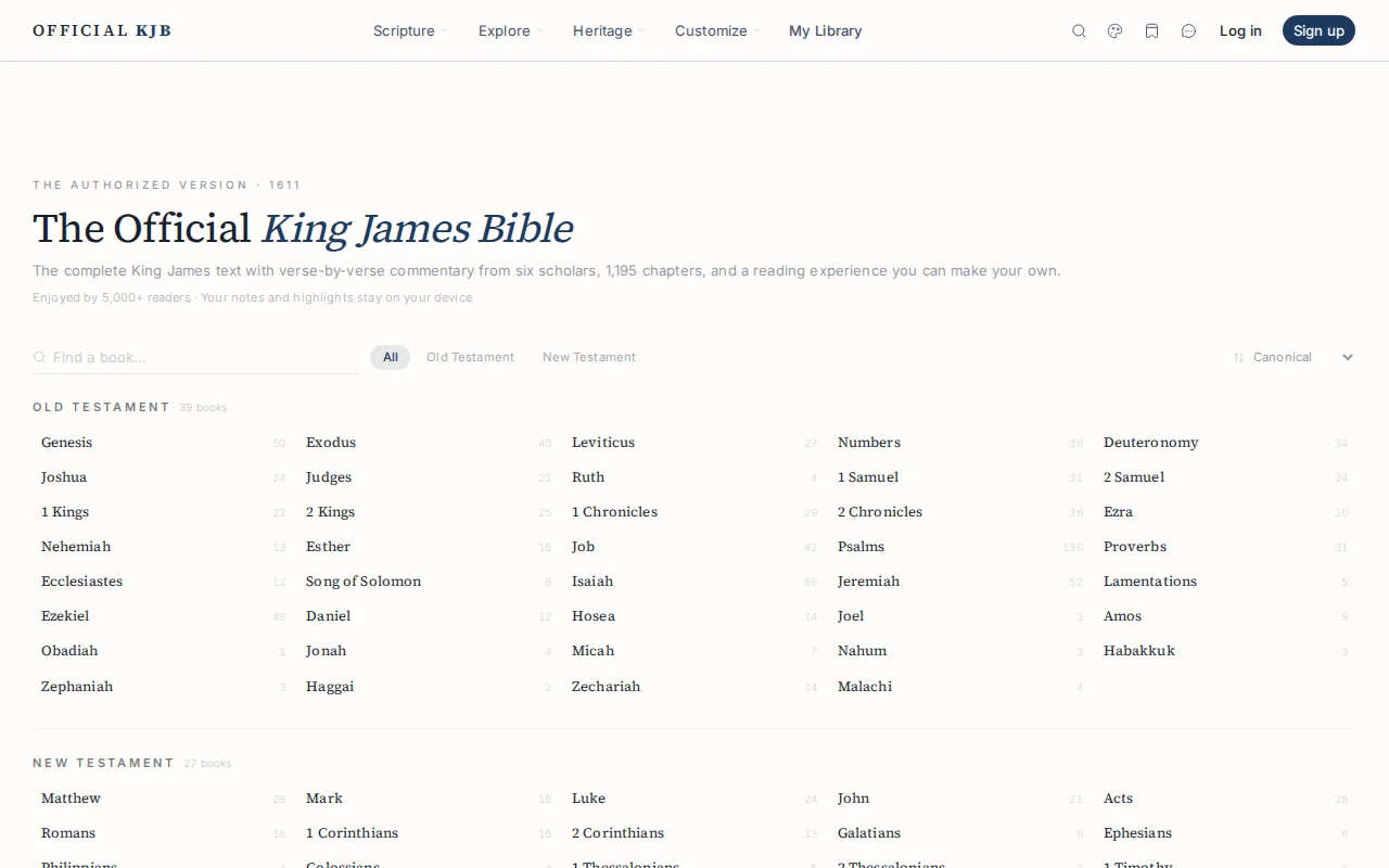 The King James Bible deserved a better website