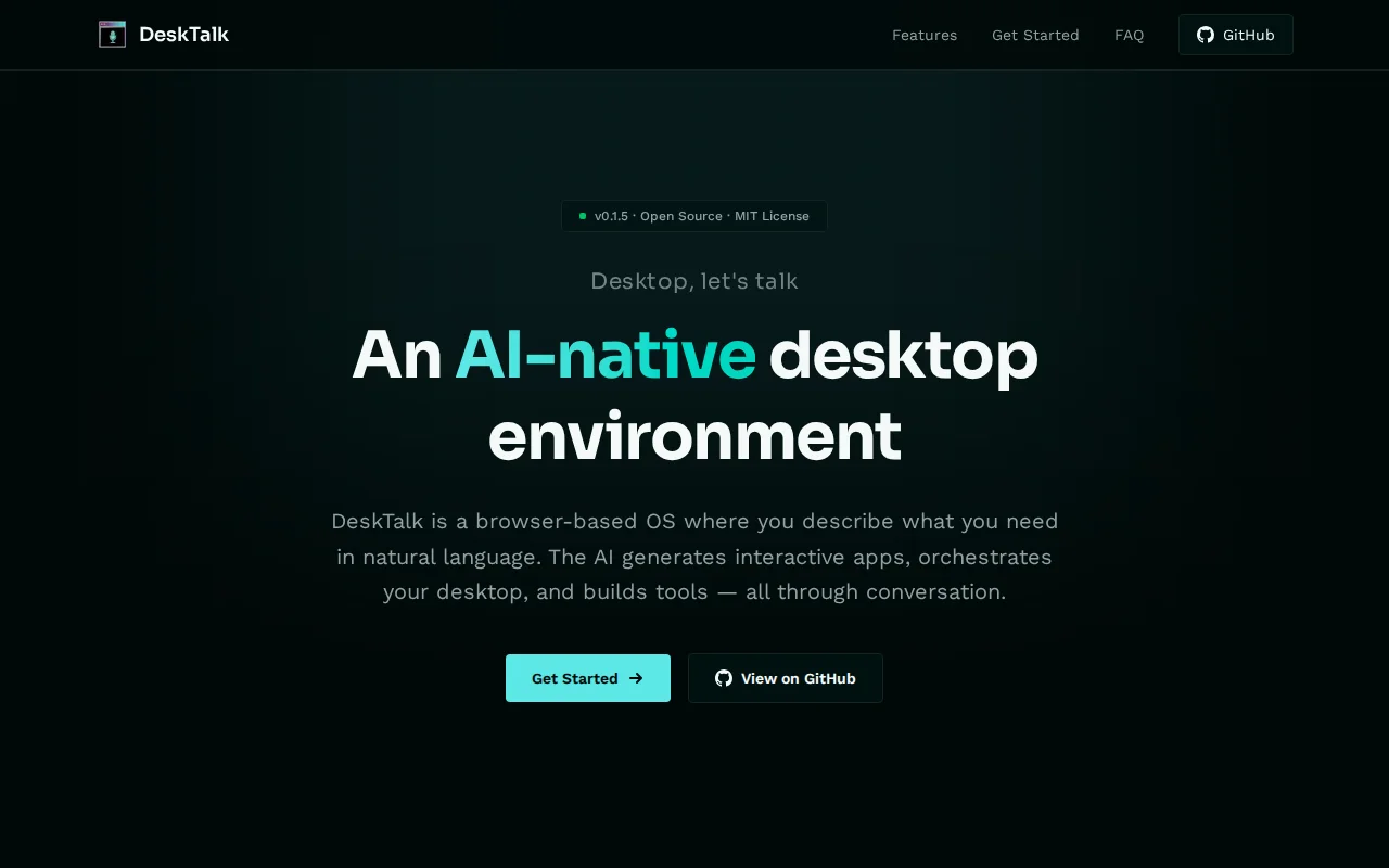 DeskTalk – talk to your desktop to build and modify local apps