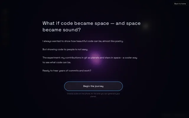 Coding Planets – turn GitHub contributions into sound and space