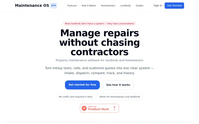 Maintenance OS – AI-powered property maintenance for landlords