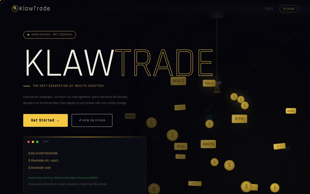 KlawTrade – Open-source algo trading platform (pip install)