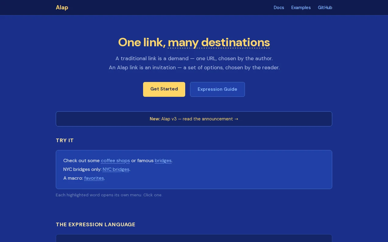 Alap – turn any link into a menu of destinations