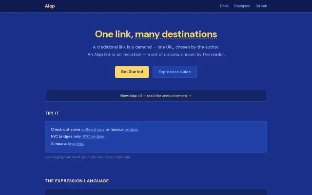 Alap – turn any link into a menu of destinations