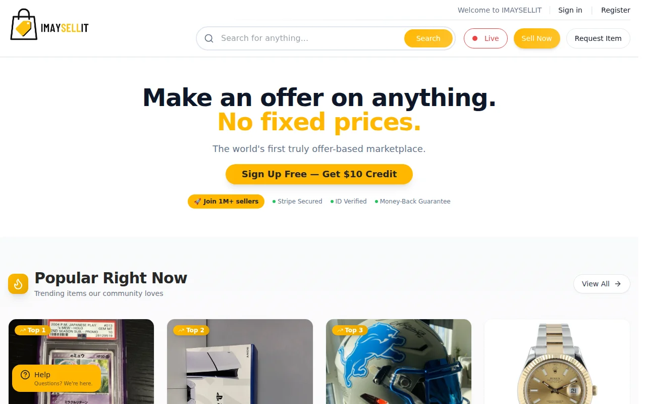 Imaysellit – Buyers make offers, not fixed prices