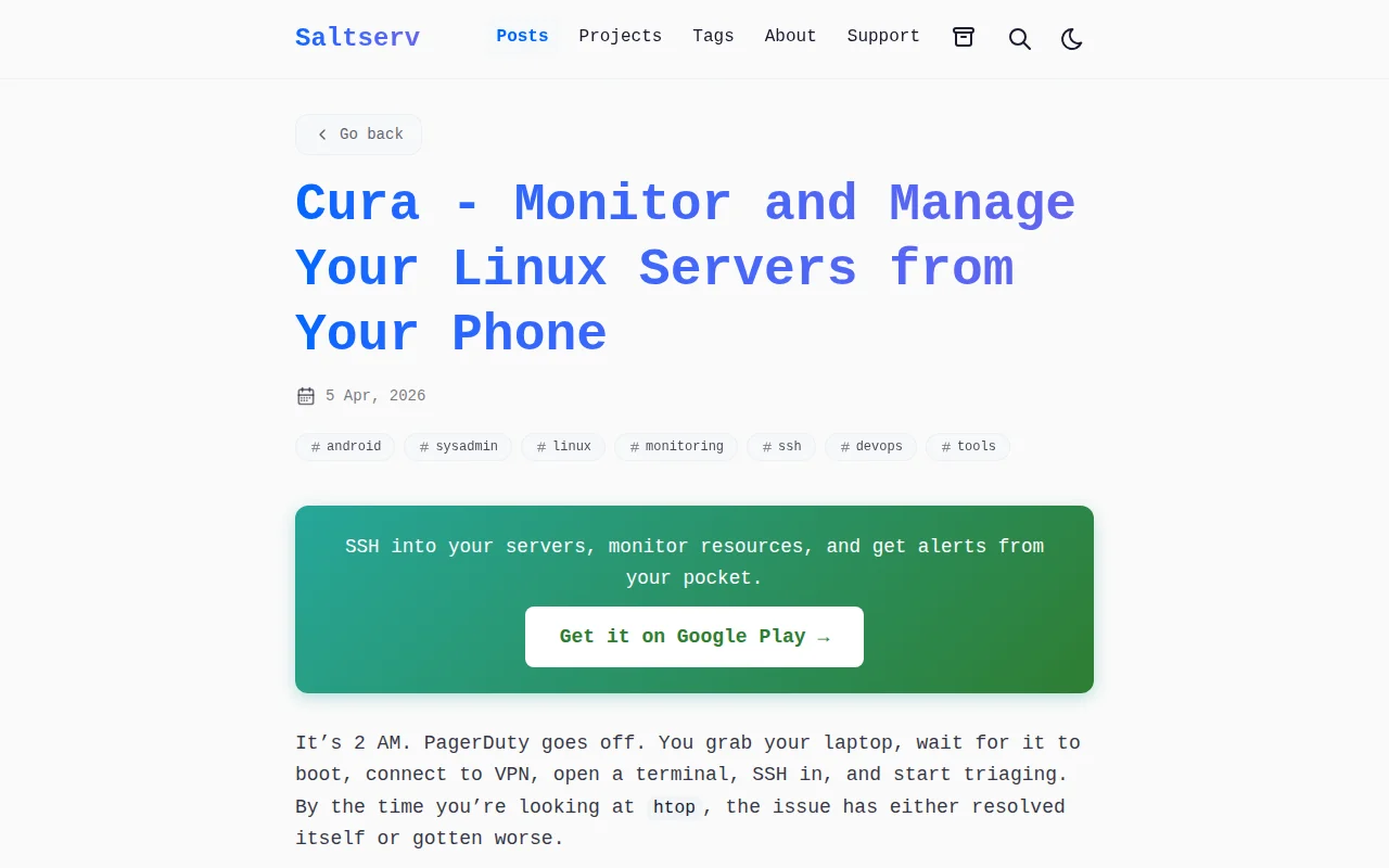 Android SSH client with full Terminal, server monitoring and runbooks