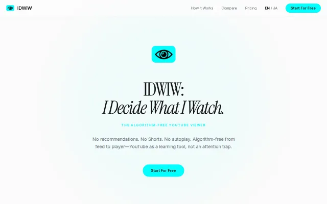 IDWIW – a YouTube viewer to avoid algorithm traps