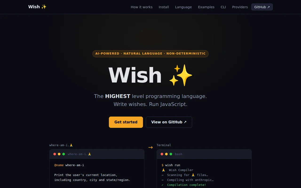 Wish, the highest level programming language