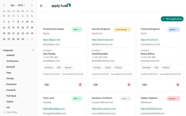 Application management app (for job applications)