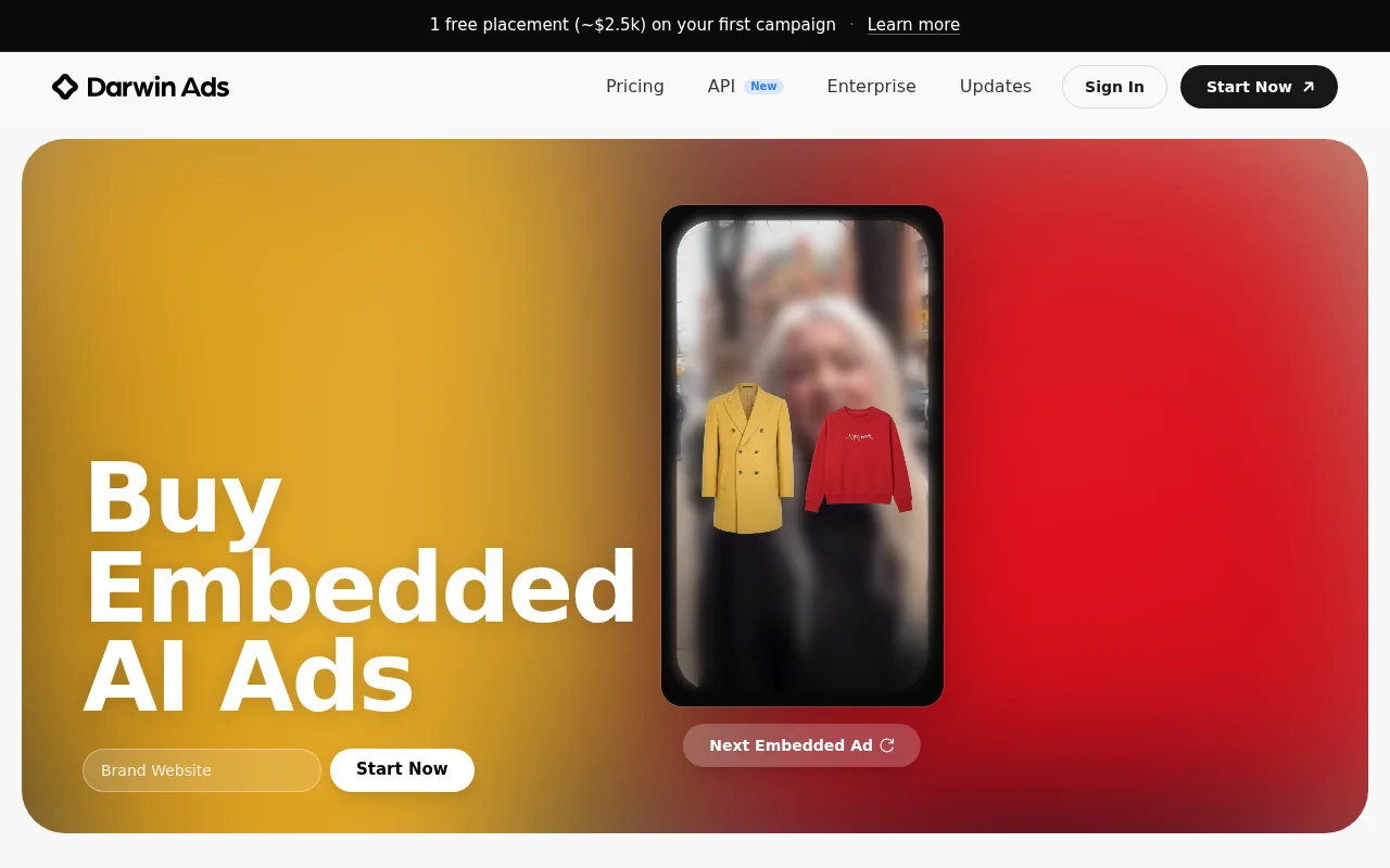 2,500 in free AI ad credits – product placed in creator videos
