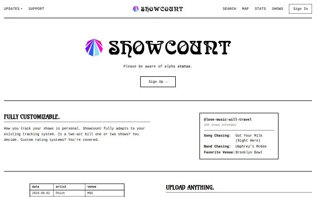 A website to track live music attendance