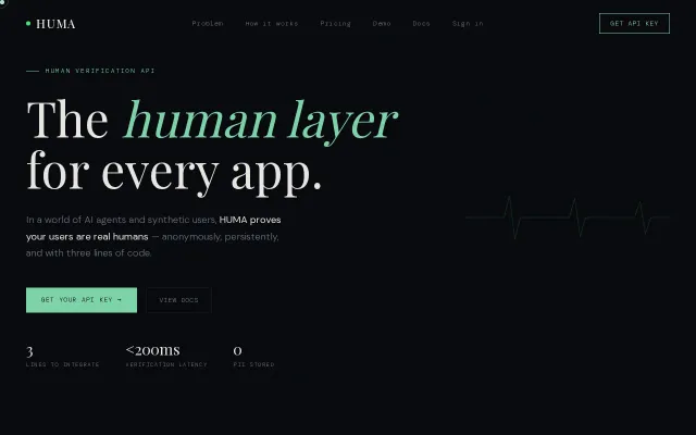 HUMA – Behavioral bot detection API, no CAPTCHAs required