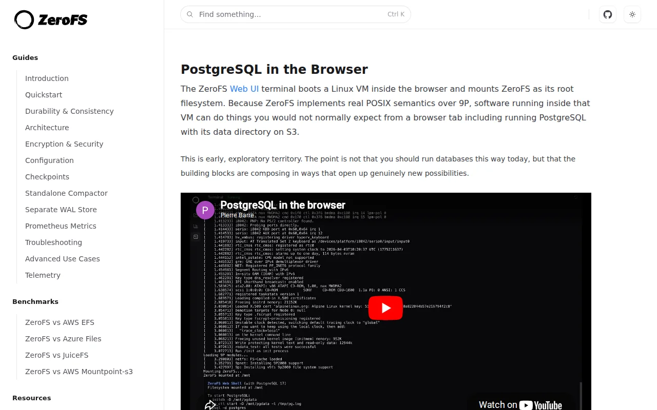 PostgreSQL running in the browser, persisting to S3