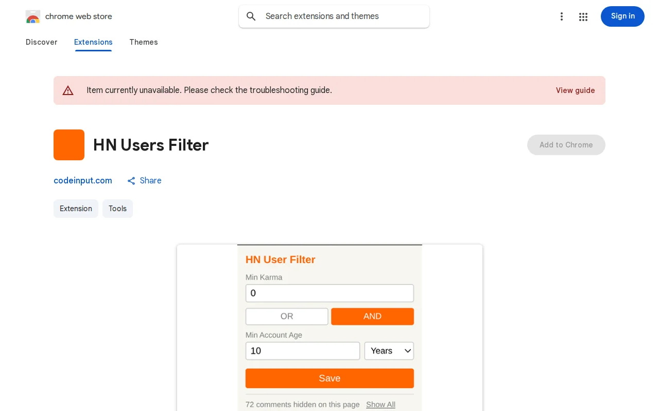 Chrome extension to filter HN comments by user karma/account age