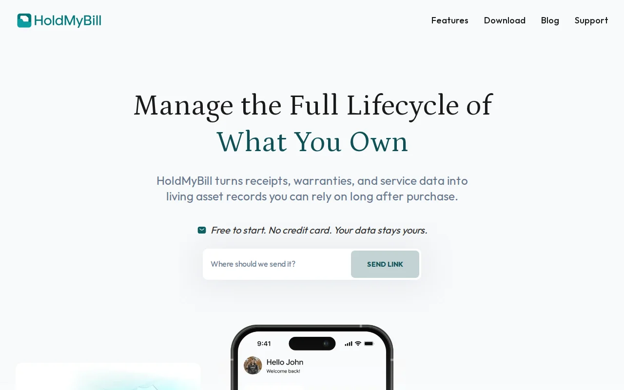 HoldMyBill – Organize Ownership