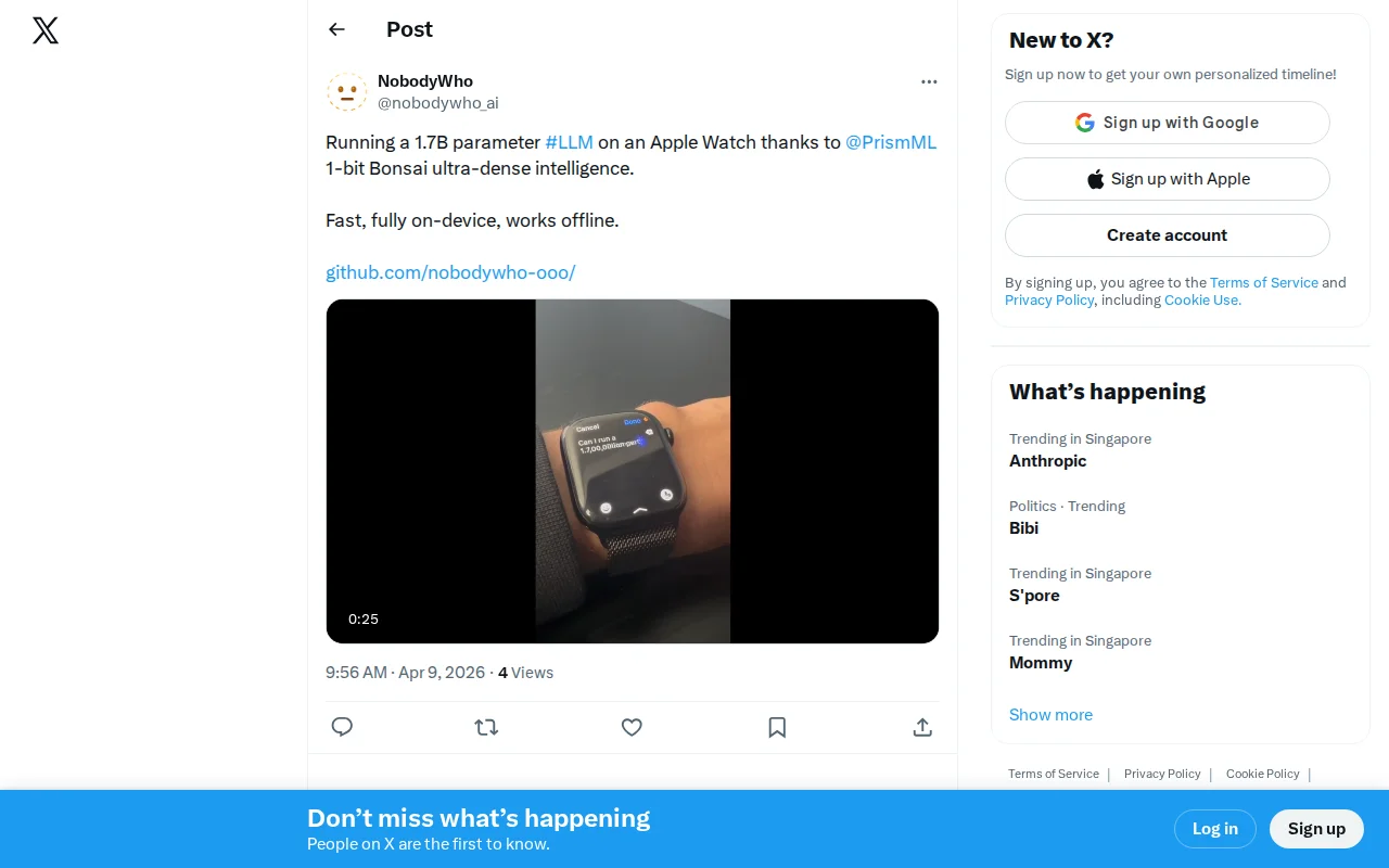 Running a 1.7B parameters LLM on an Apple Watch