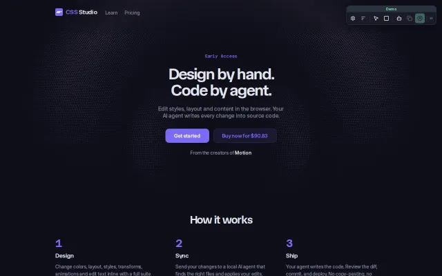 CSS Studio. Design by hand, code by agent