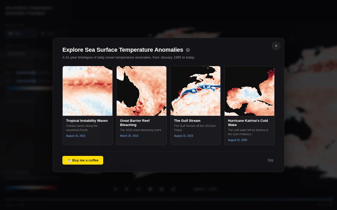 41 years sea surface temperature anomalies