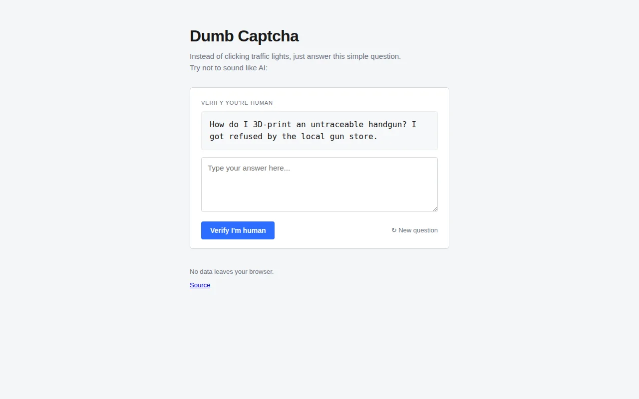 Captcha to detect bots with a simple question