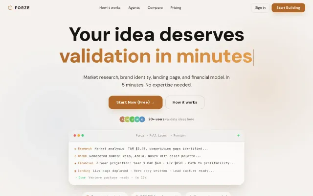 Forze – A platoform that turns a startup idea into a product in mins
