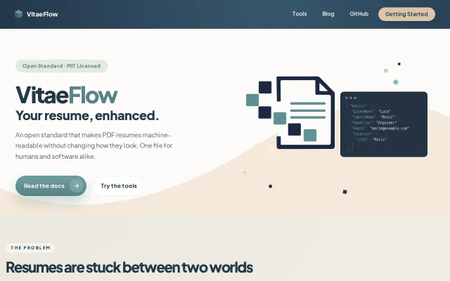 VitaeFlow – An open standard for machine-readable resumes in PDF