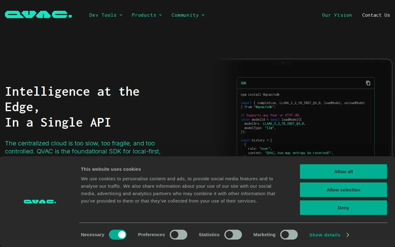 QVAC SDK, a universal JavaScript SDK for building local AI applications