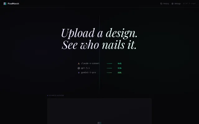Pixel-by-pixel comparison of AI models rebuilding your UI designs