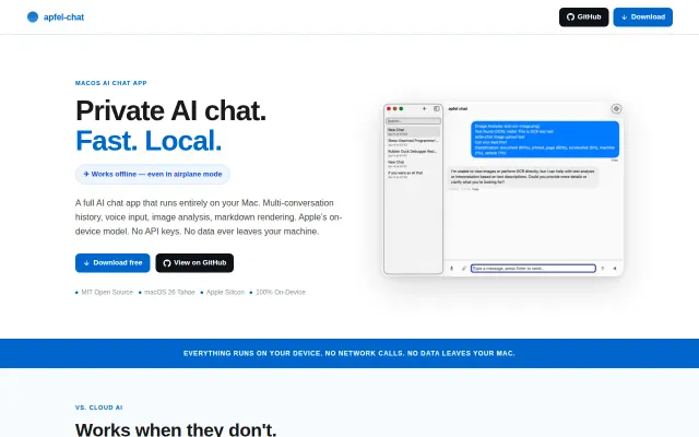 Apfel-Chat – Private, Local, Native AI Chat (MIT)