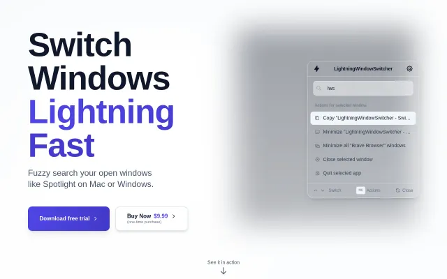 LightningWindowSwitcher – search for open windows on macOS/Win