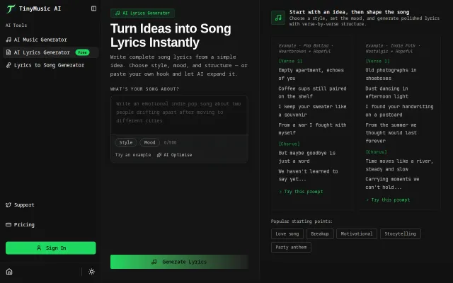 Free AI Lyrics Generator