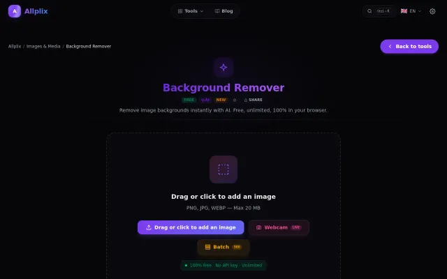 I run AI background removal in the browser–no upload,no server