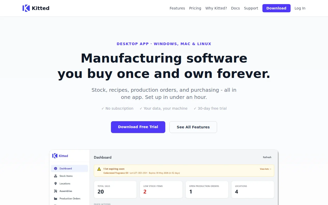 Kitted: Local inventory and production management for small businesses