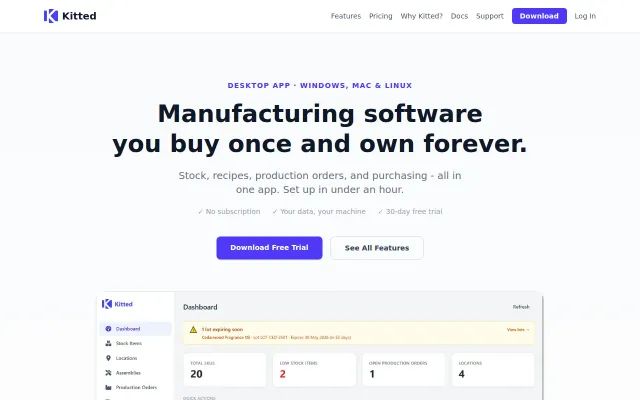 Kitted: Local inventory and production management for small businesses