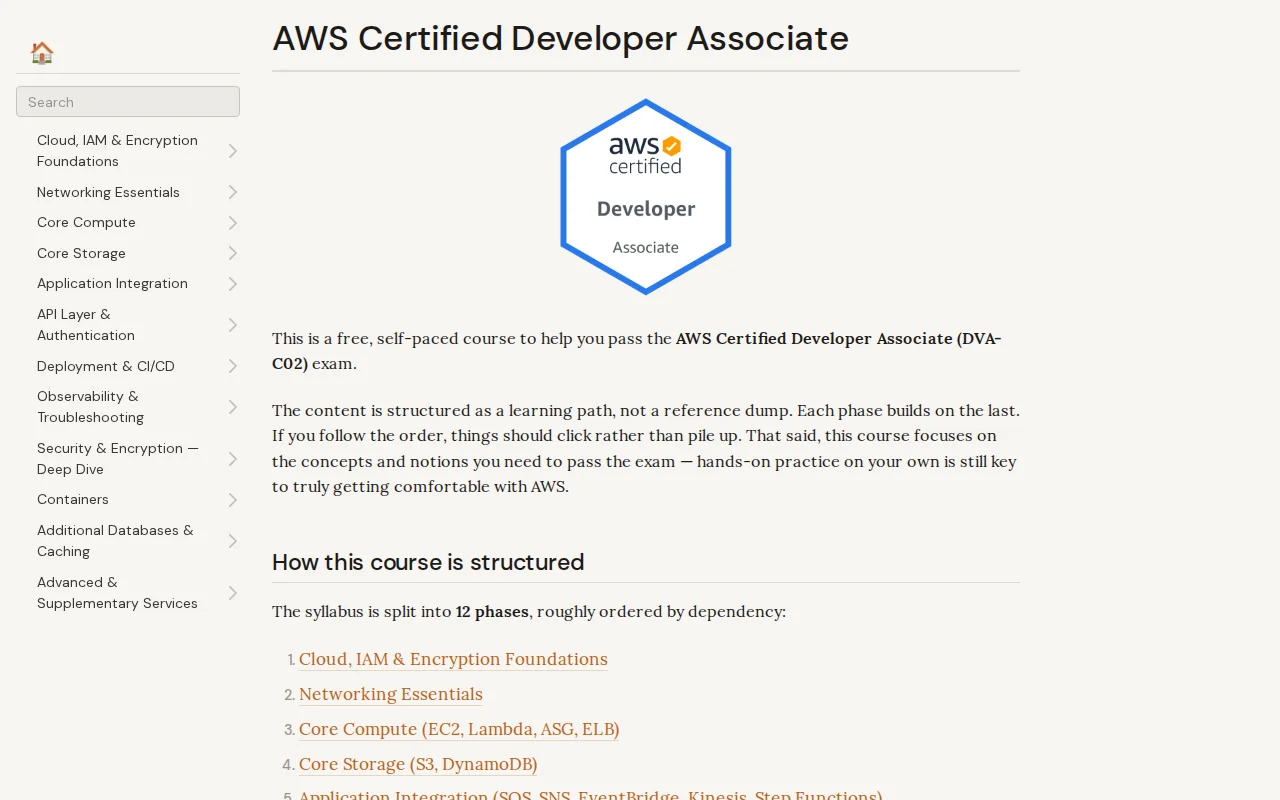 A free study guide for the AWS DVA-C02, built from my own exam notes