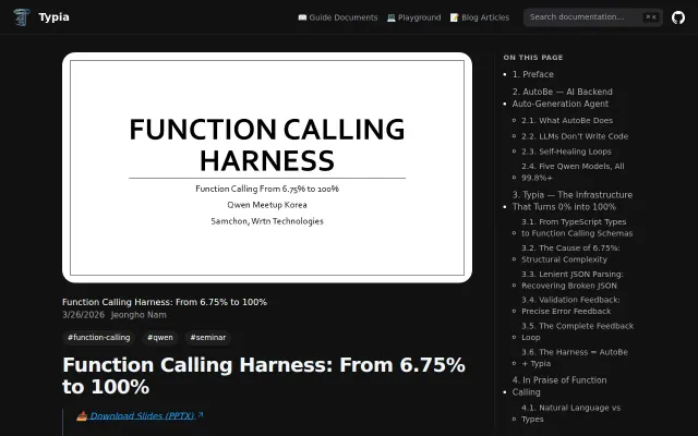 Function Calling Harness, from 6.75% to 100% (Qwen Meetup Presentation)