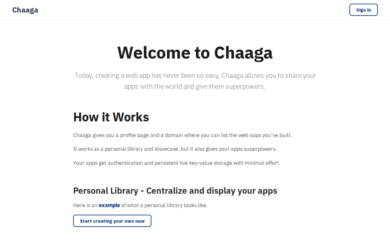 Chaaga – A tiny platform to ship and share small web apps faster