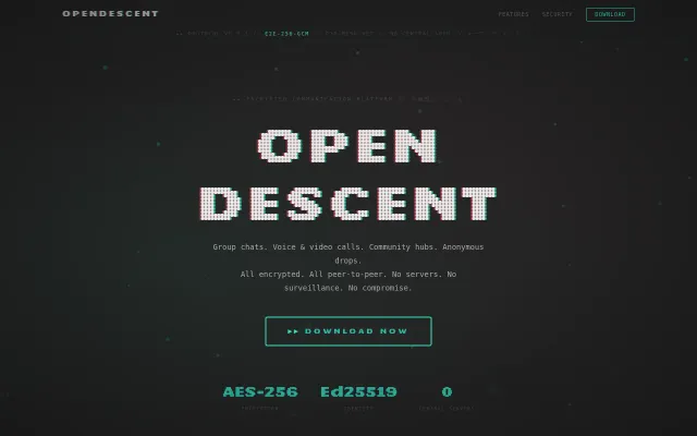 OpenDescent, decentralised encrypted messenger, no servers, no accounts