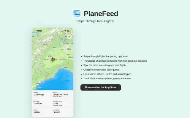 PlaneFeed – scroll live flights like TikTok