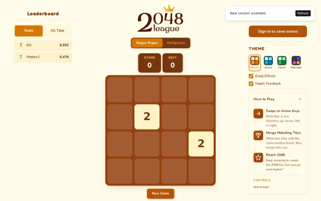 2048 with a Leaderboard