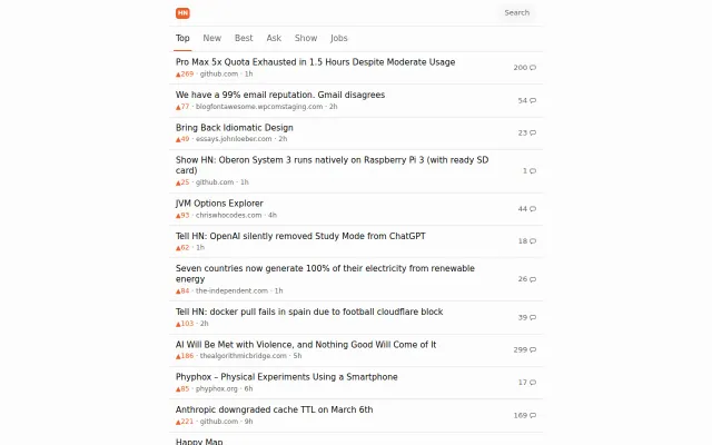 Minimal mobile HN reader – real-time and dark mode