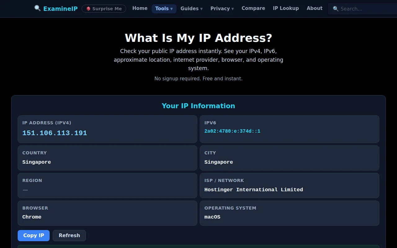 ExamineIP – Free Network Security Toolkit with 15 Tools