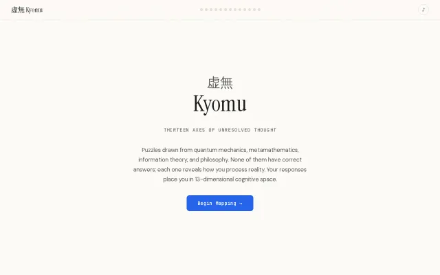 Kyomu - 13 puzzles from math and physics that map your cognitive style