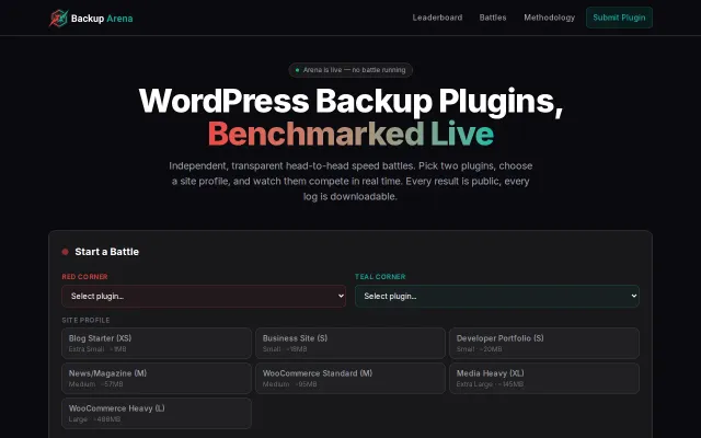 I built a benchmark platform for WordPress backup plugins