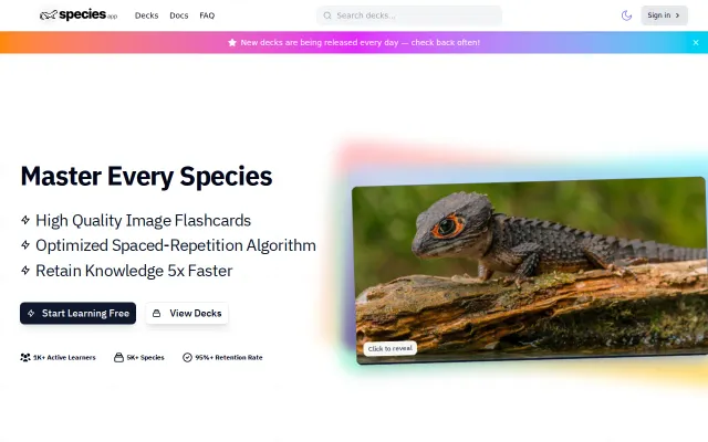 Species.app – A visual spaced-repetition engine for taxonomy