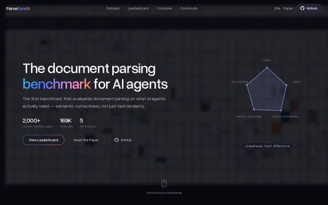 ParseBench – Document parsing benchmark for AI agents