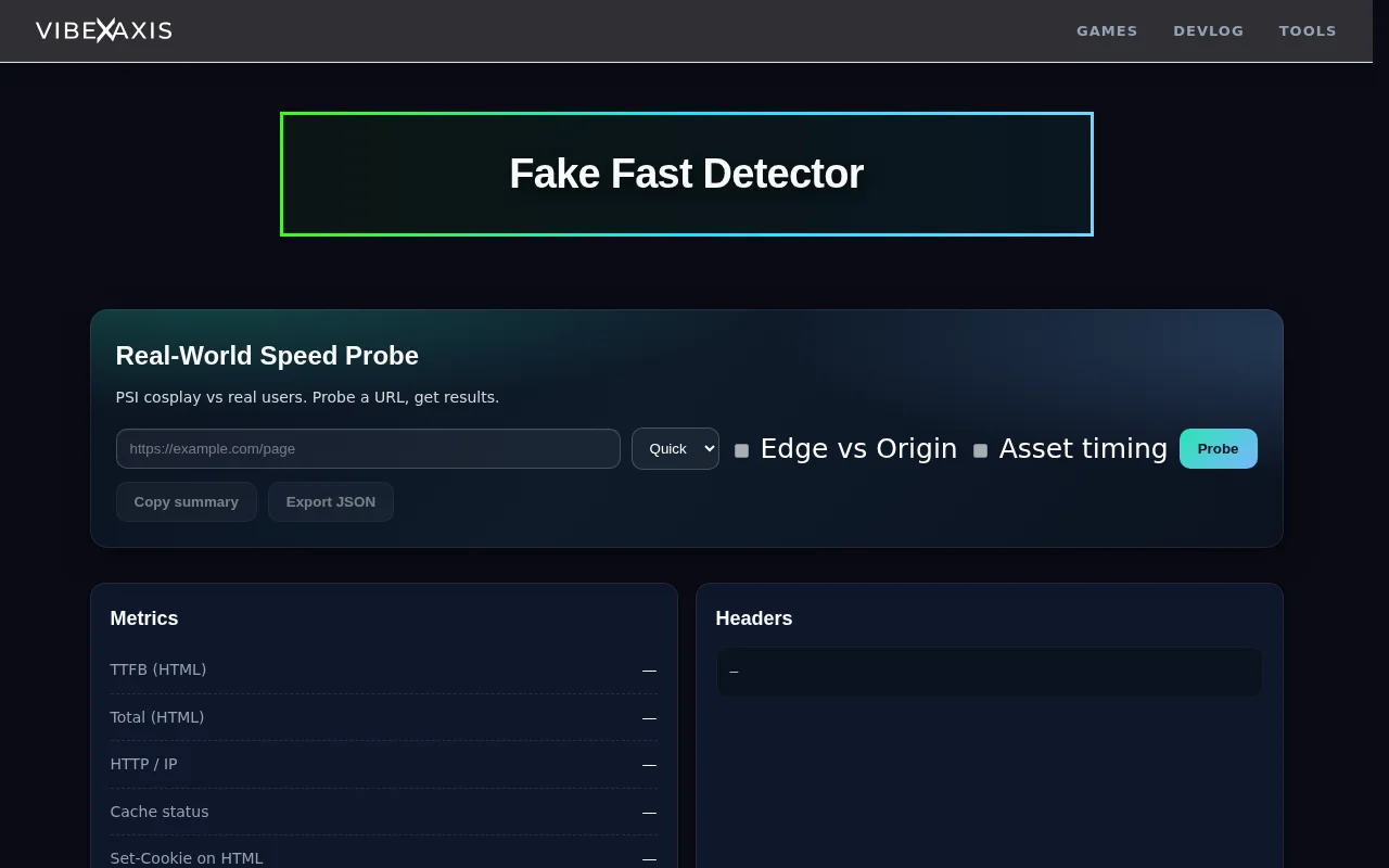 Fake-Fast Detector – Exposing performance dark patterns and PSI cosplay