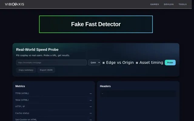 Fake-Fast Detector – Exposing performance dark patterns and PSI cosplay